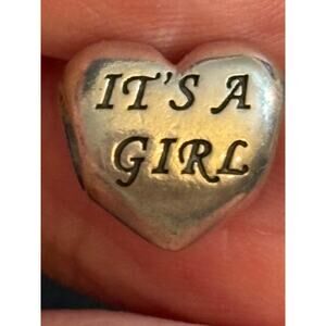 Pandora S925 ALE It’s A Girl Heart Charm Pink CZ Sterling Silver